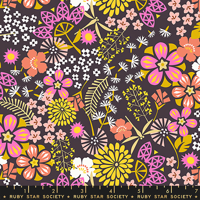 Koi Pond by Rashida Coleman Hale of Ruby Star Society Koi Flowers Caviar RS1037-15 Cotton Woven Fabric