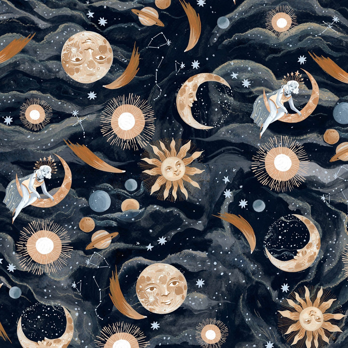 La Luna by Rae Ritchie La Luna Peat ST-DRR2598PEAT Cotton Woven Fabric