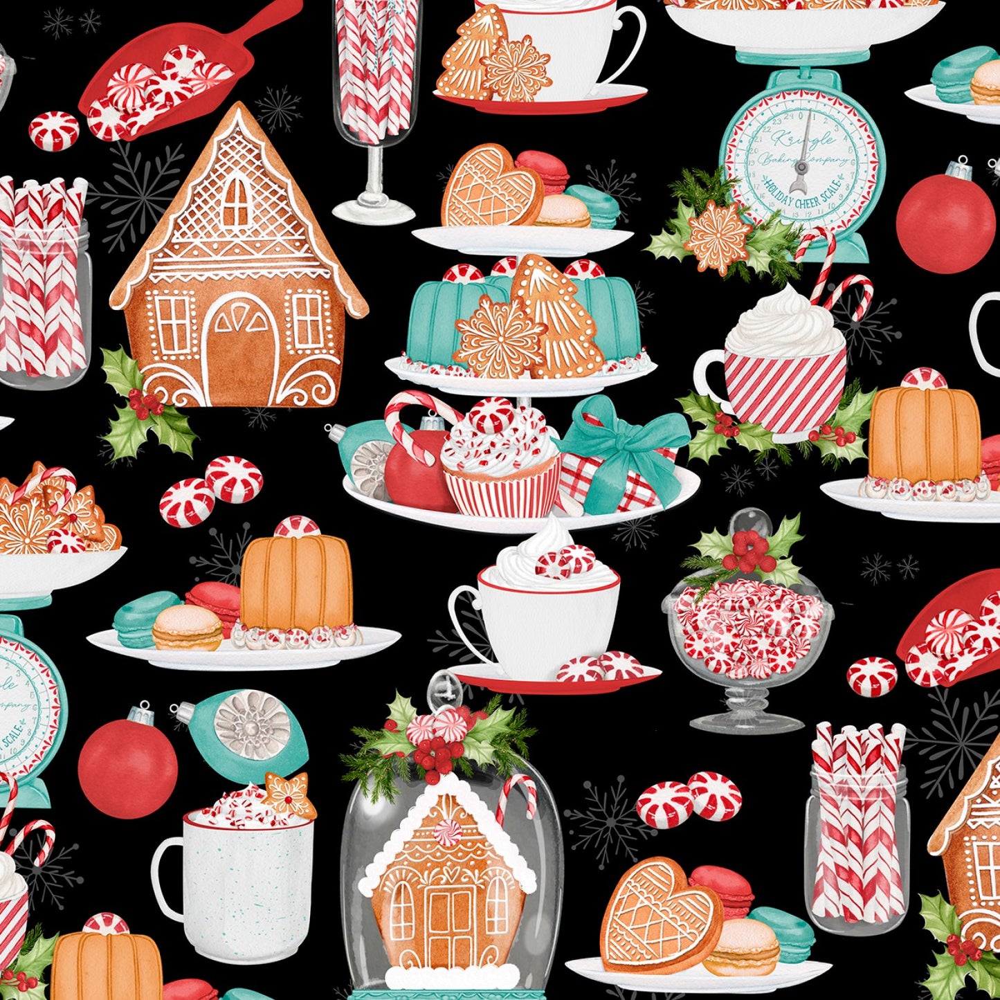 Peppermint Parlor by Danielle Leone Large Allover Black 27635-913 Cotton Woven Fabric