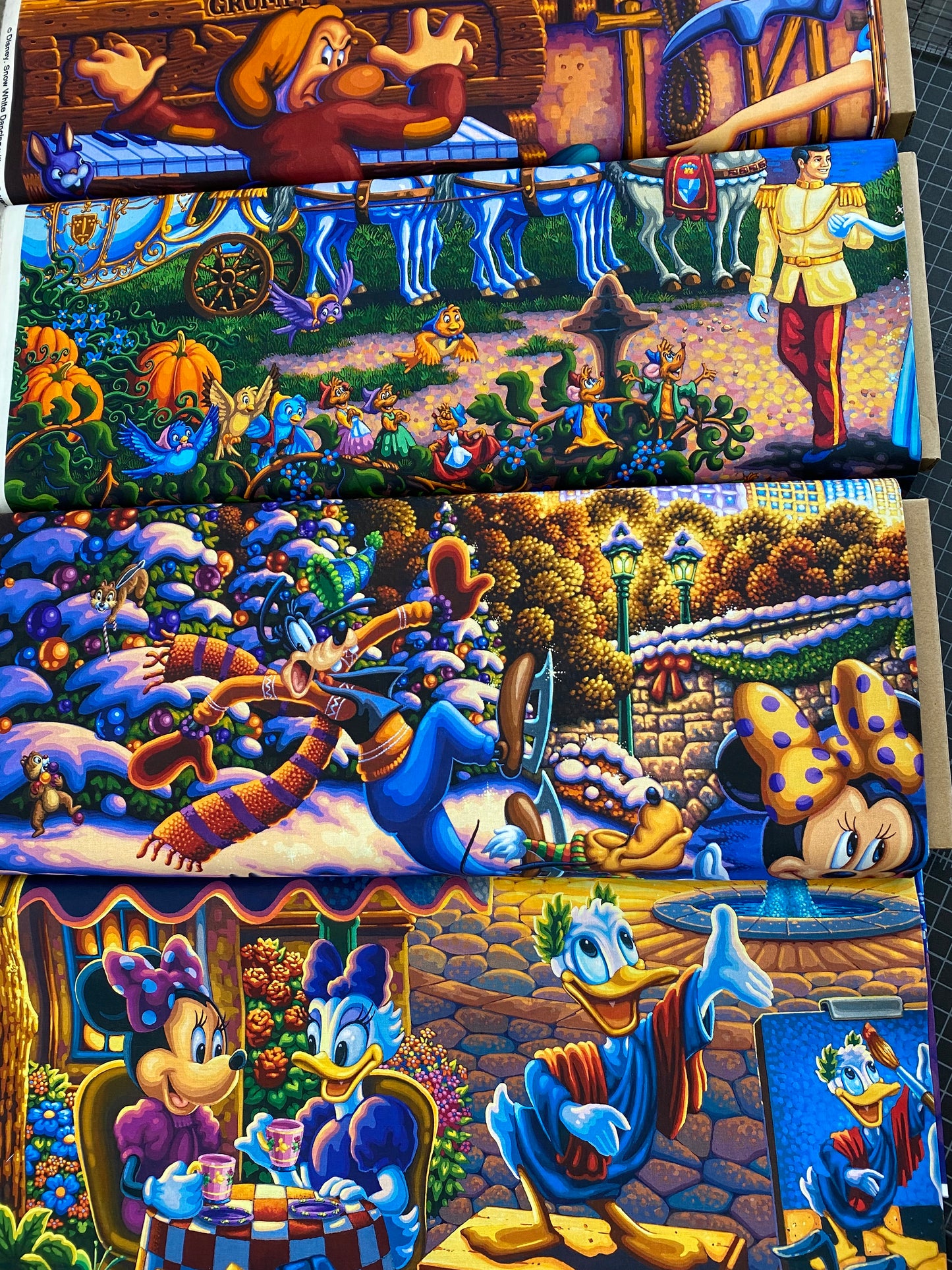 Licensed Disney Magic Digital Panels by Eric Dowdle 36" Panel Mickey & Friends Skating in Central Park ED00031C1 Cotton Woven Panel