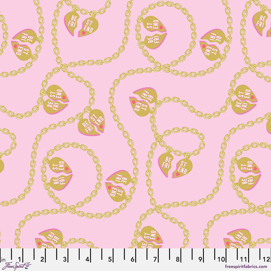 Besties by Tula Pink Lil Charmer Blossom Metallic    PWTP219.BLOSSOM Cotton Woven Fabric