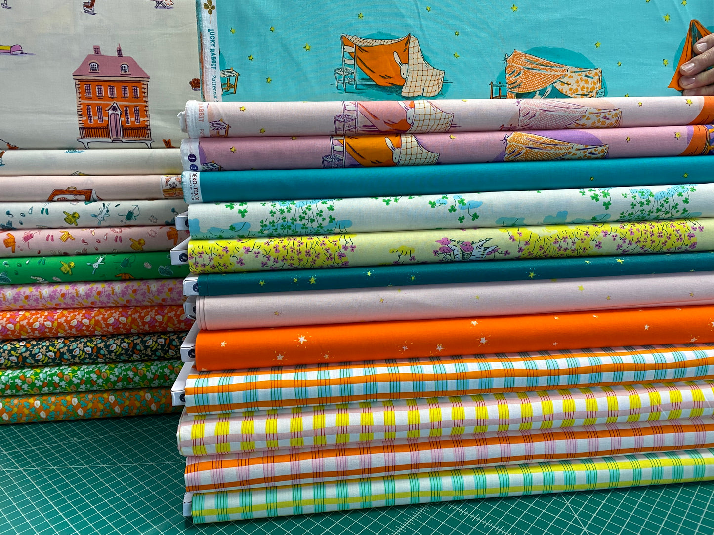 Lucky Rabbit by Heather Ross Calico Dk Teal 37027A-10 Cotton Woven Fabric