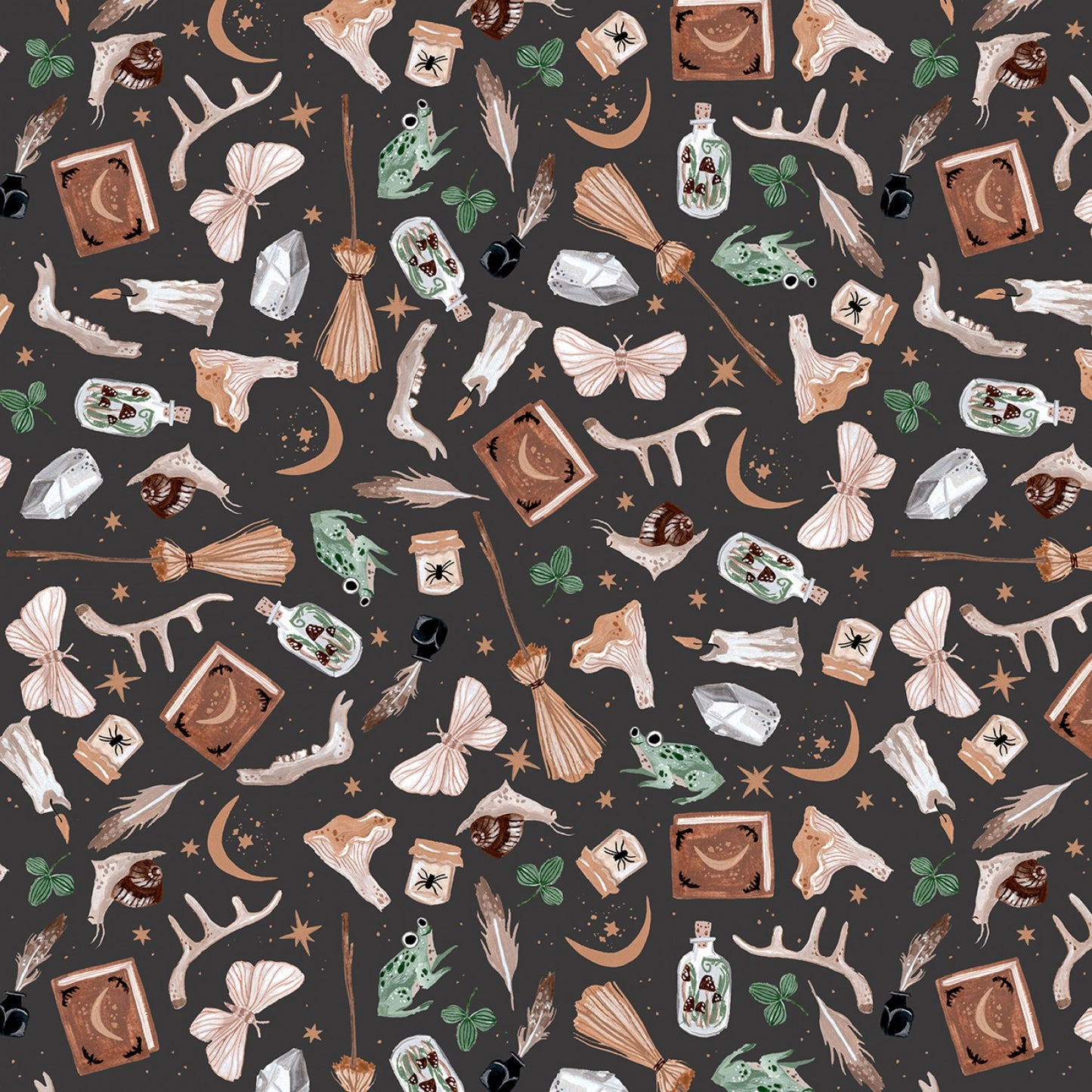 Goblincore by Rae Ritchie Magic Tools Carbon ST-DRR2539CARBON Cotton Woven Fabric