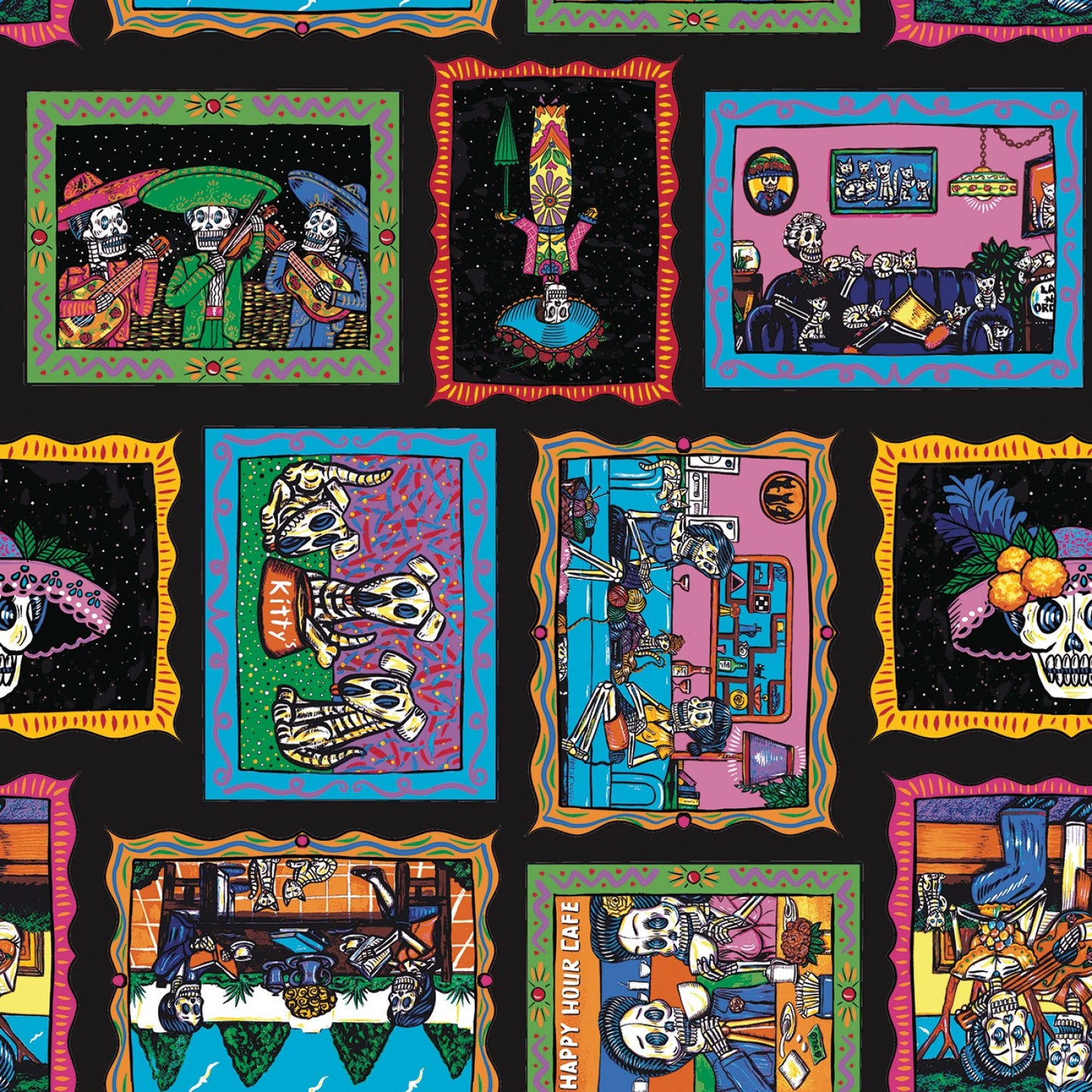 Amor Eterno by Crafty Chica Main Black C11810R-BLACK Cotton Woven Fabric