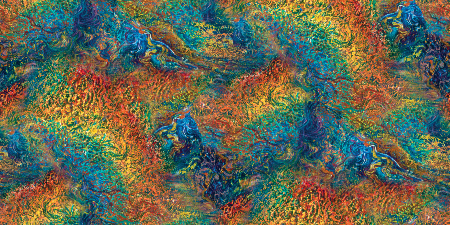 Power Of The Elements Digital by Josephine Wall Marbled Texture 19183-MLT-CTN-D Cotton Woven Fabric