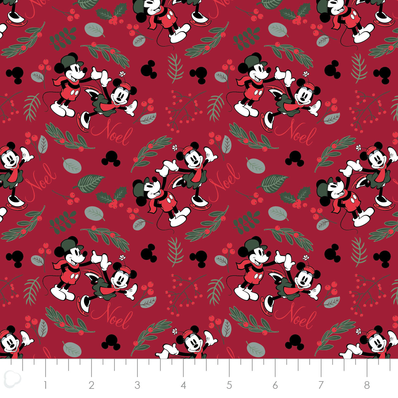 Licensed Character Winter Holiday IV Mickey Noel Red 85271071-04 Cotton Woven Fabric