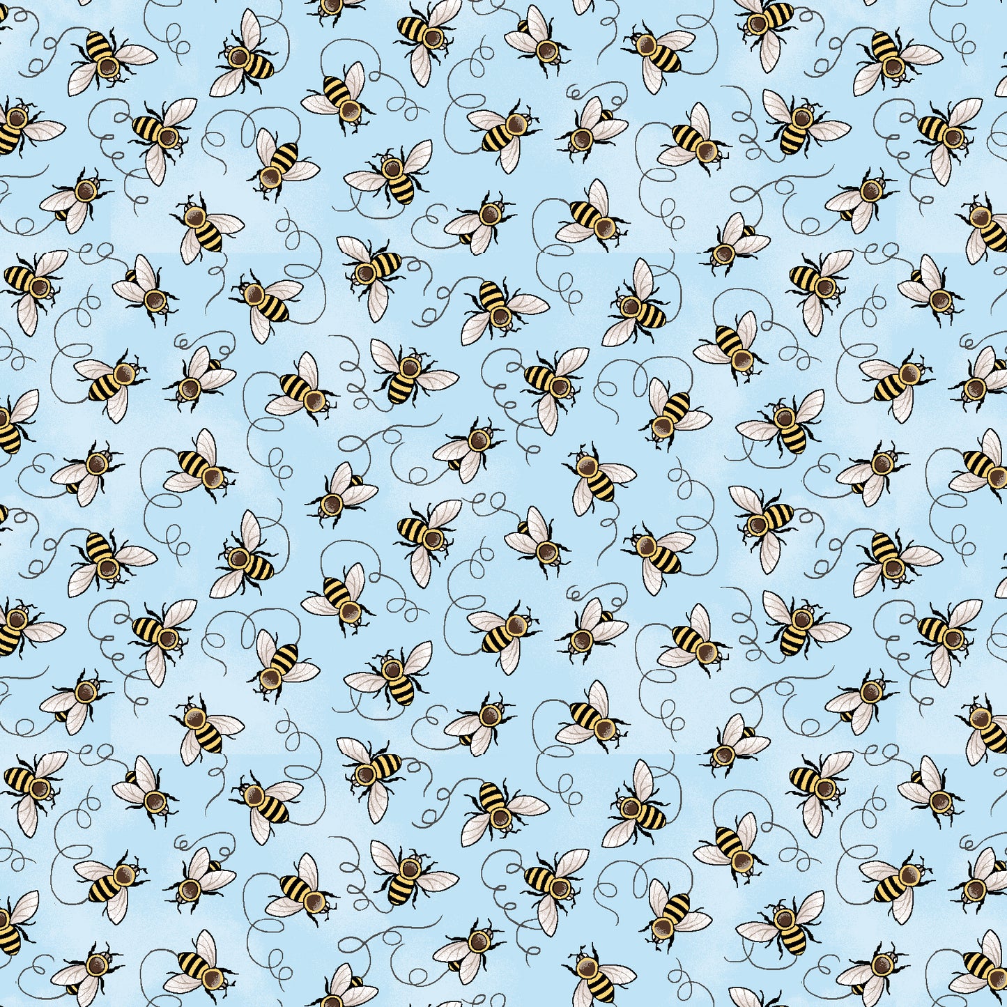 Bee All You Can Bee by Art Loft Mini Bees Light Blue    6946-17 Cotton Woven Fabric