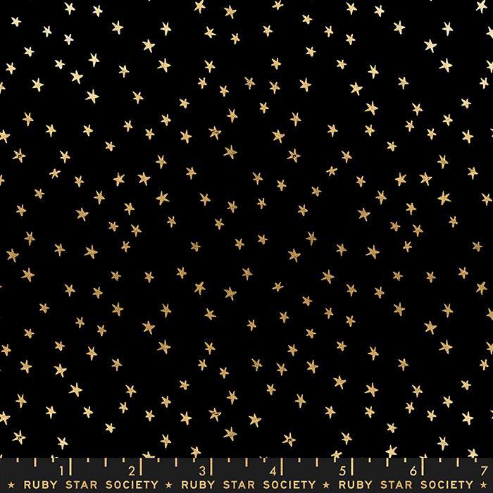 Starry by Alexia Marcelle Abegg of Ruby Star Society Mini Black and Gold RS4110-27 Cotton Woven Fabric