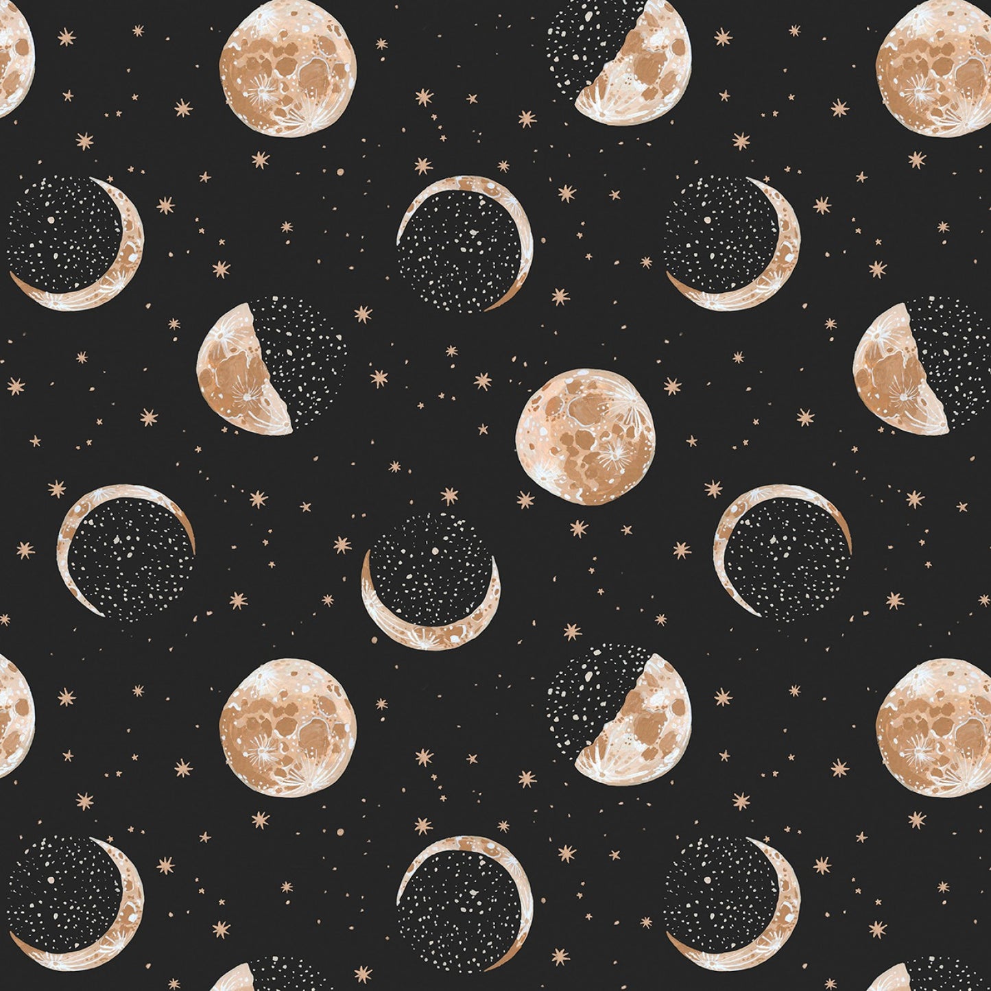La Luna by Rae Ritchie Moon Phases Peat ST-DRR2597PEAT Cotton Woven Fabric