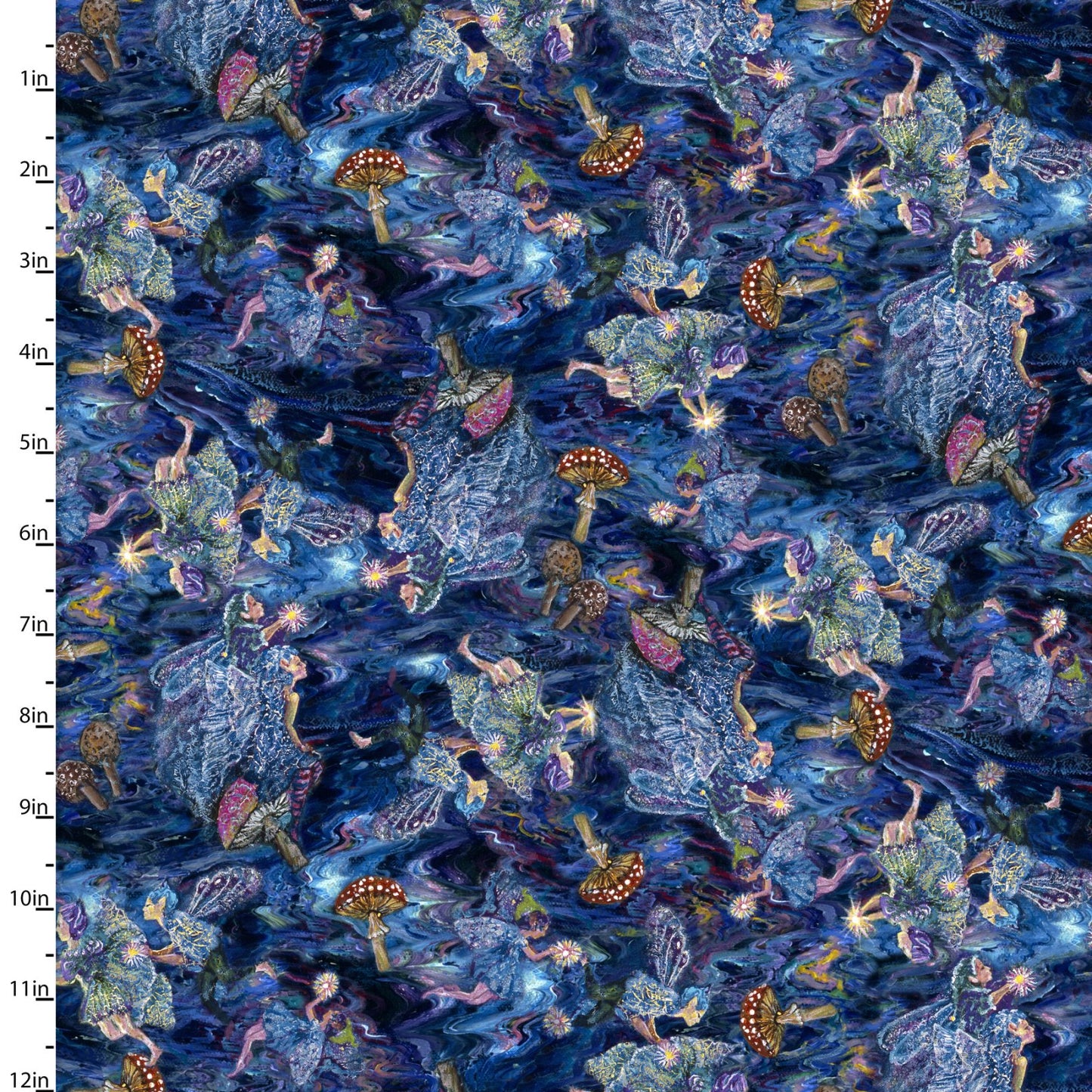 Astral Voyage Digital by Josephine Wall Mushroom Toss 20187-MLT Cotton Woven Fabric