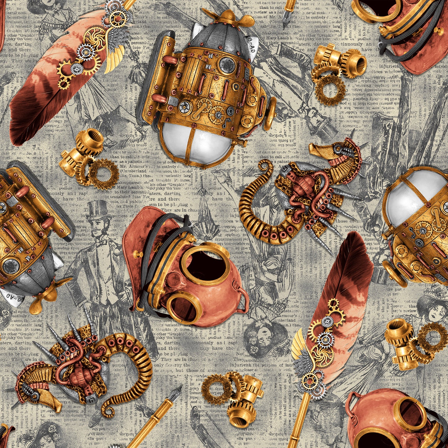 Alternative Age by Urban Essence Nautical Elements Gray 2324-90 Cotton Woven Fabric
