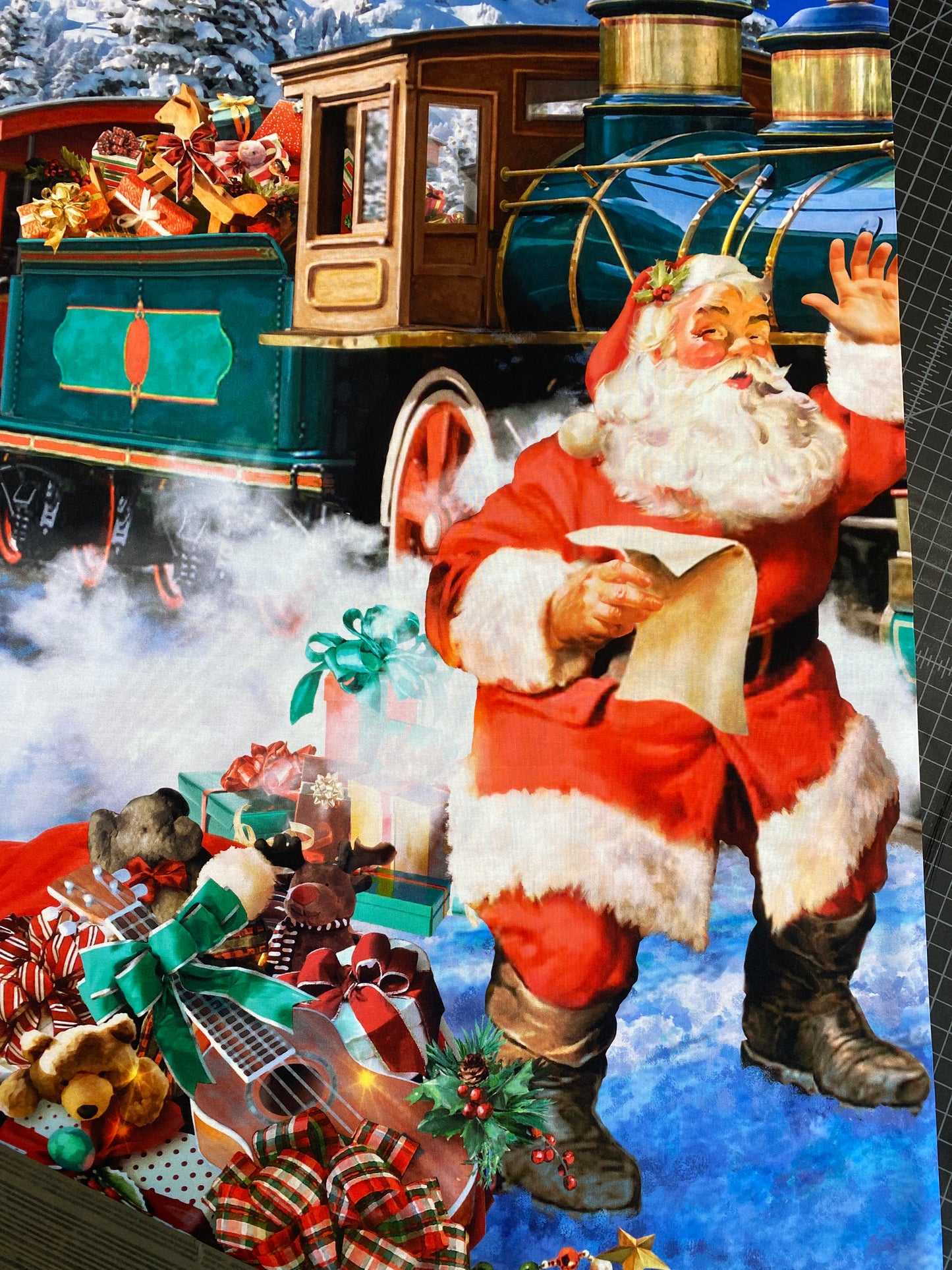 Old St. Nick 37.5" Panel Christmas All Aboard Digitally Printed U5027H-161 Cotton Woven Panel