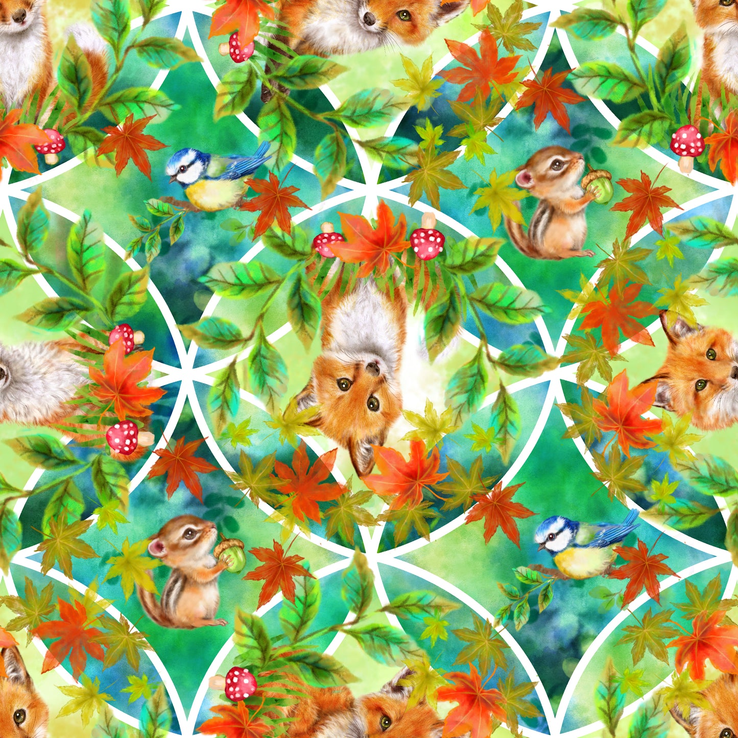 Auburn Fox by Kayomi Harai Patchwork Green 6229-66 Cotton Woven Fabric