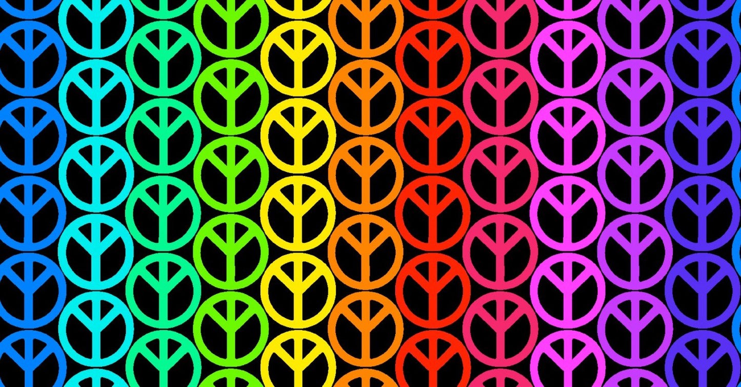 Love to All Peace Signs Black FLLA-D71-Z Cotton Woven Fabric