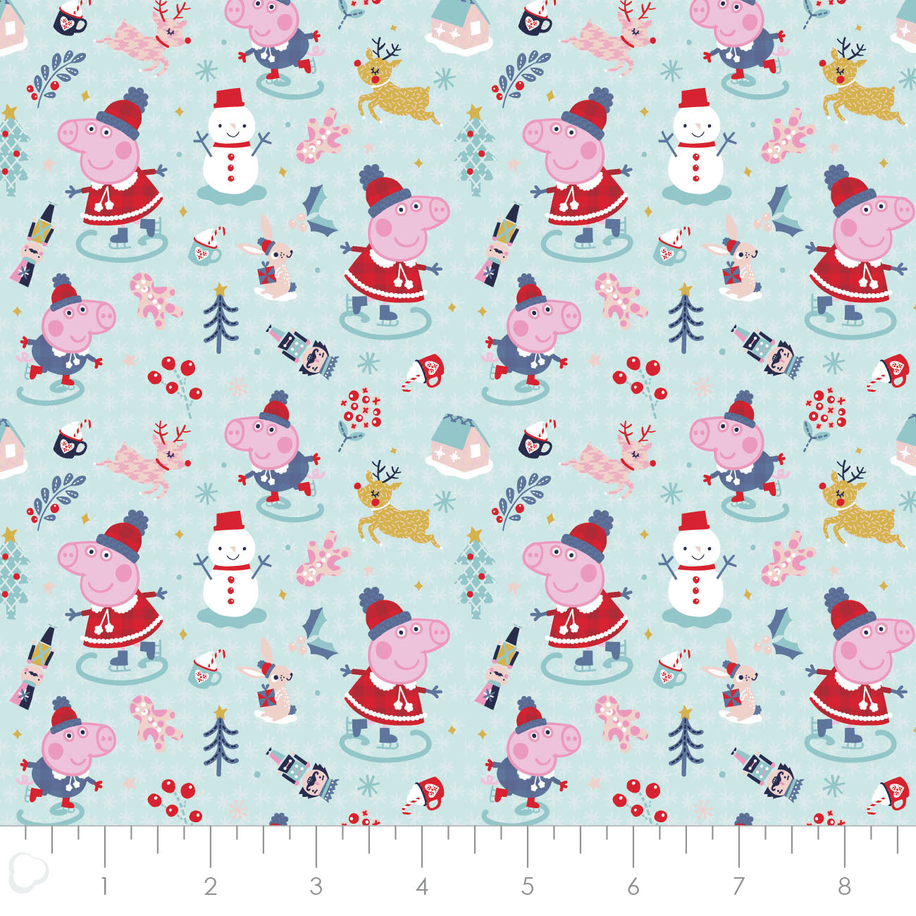 Licensed Character Winter Holiday IV Peppa Winter Wishes Blue 95220130-01 Cotton Woven Fabric