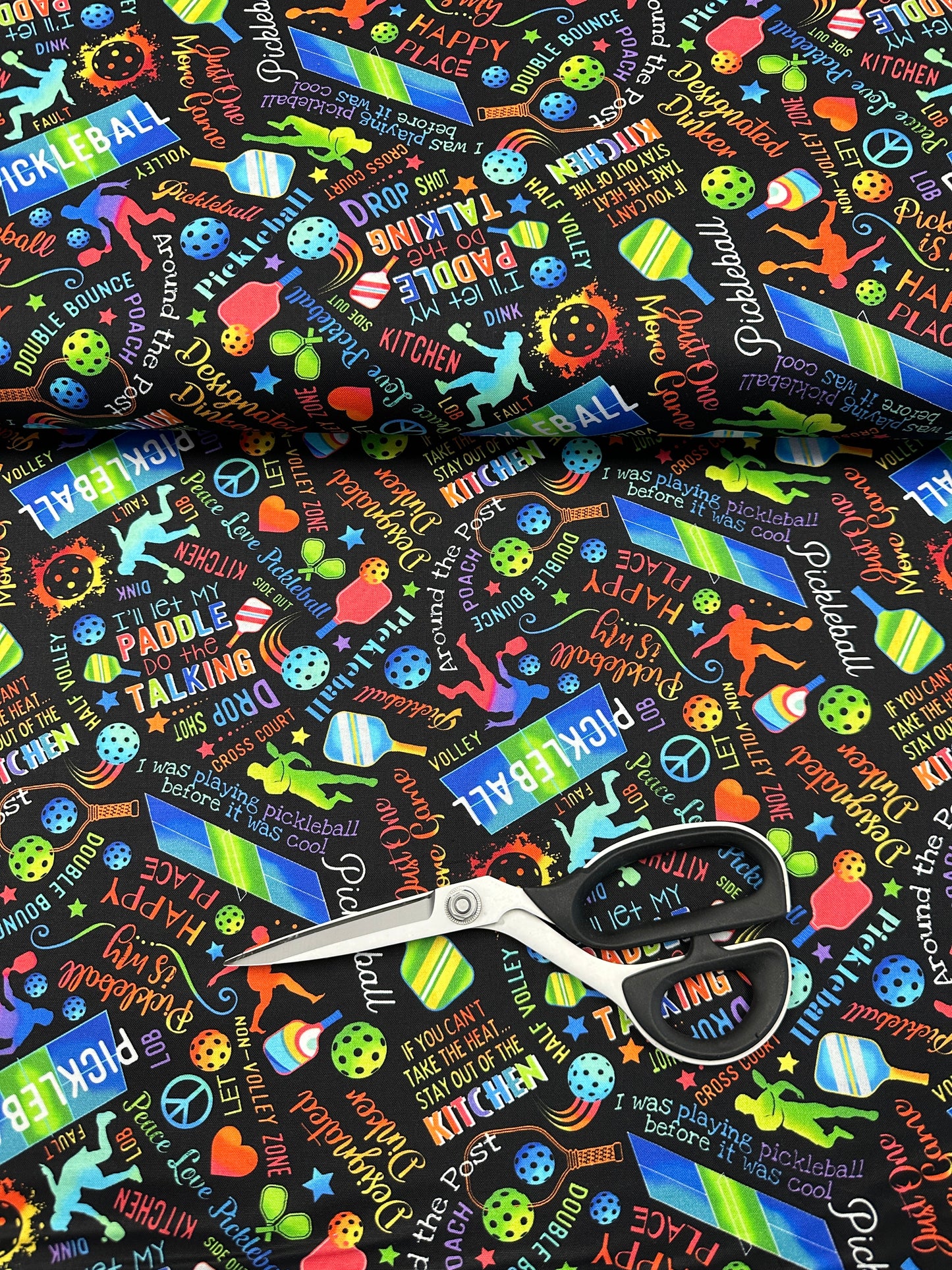 Pickleball by Gail Cadden Pickleball Black CD2274-BLACK Cotton Woven Fabric