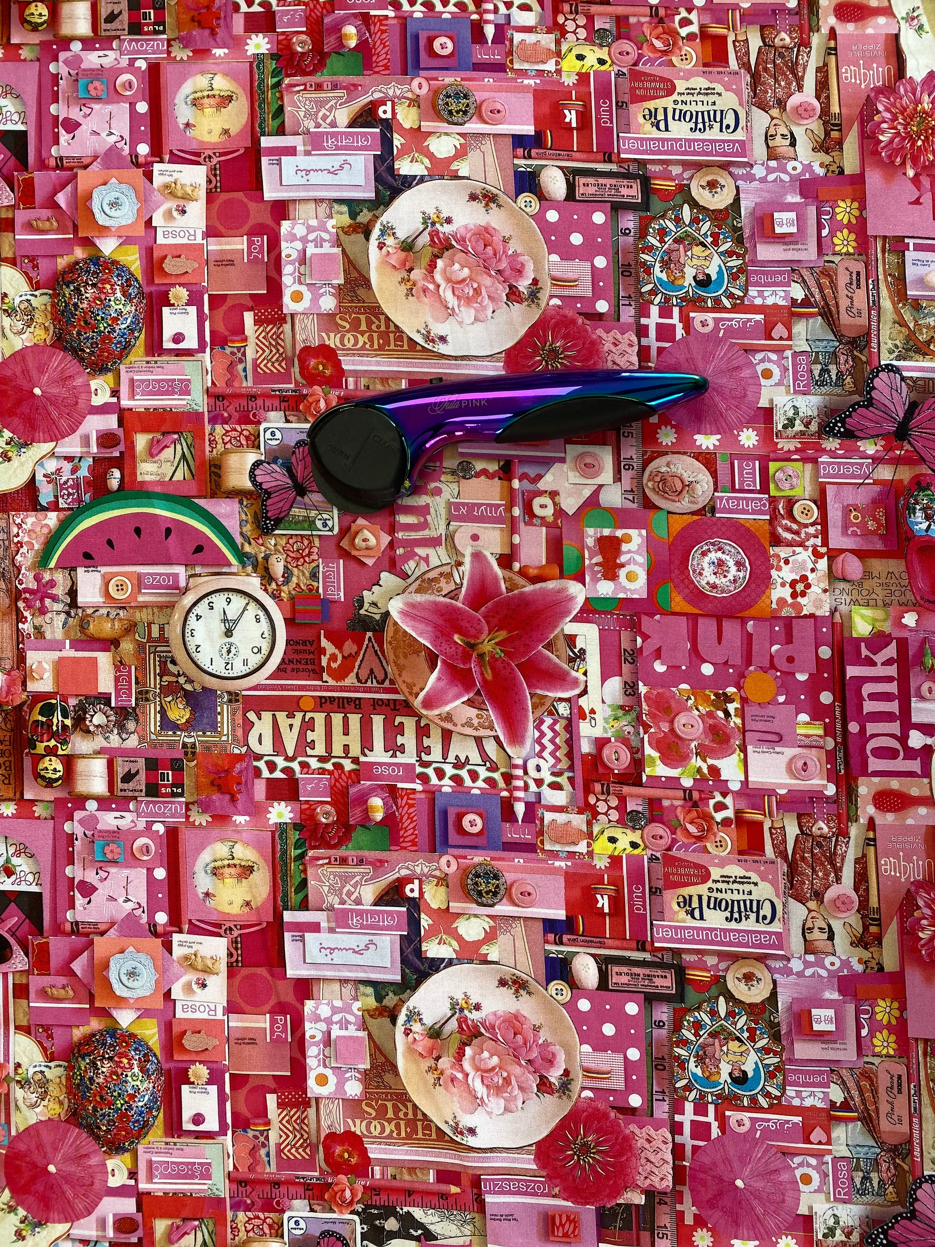 Color Collage Digitally Printed By Shelley Davies Pink Collage