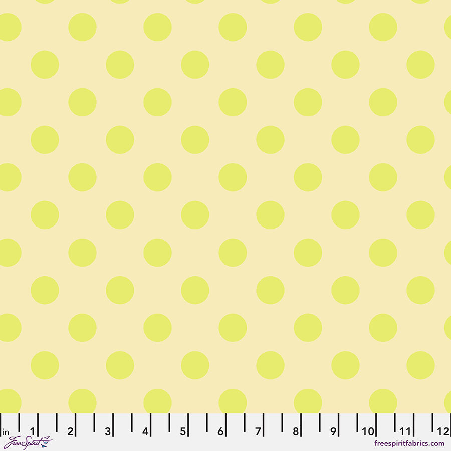 Neon True Colors by Tula Pink Pom Poms Moonbeam PWTP118.MOONBEAM Cotton Woven Fabric
