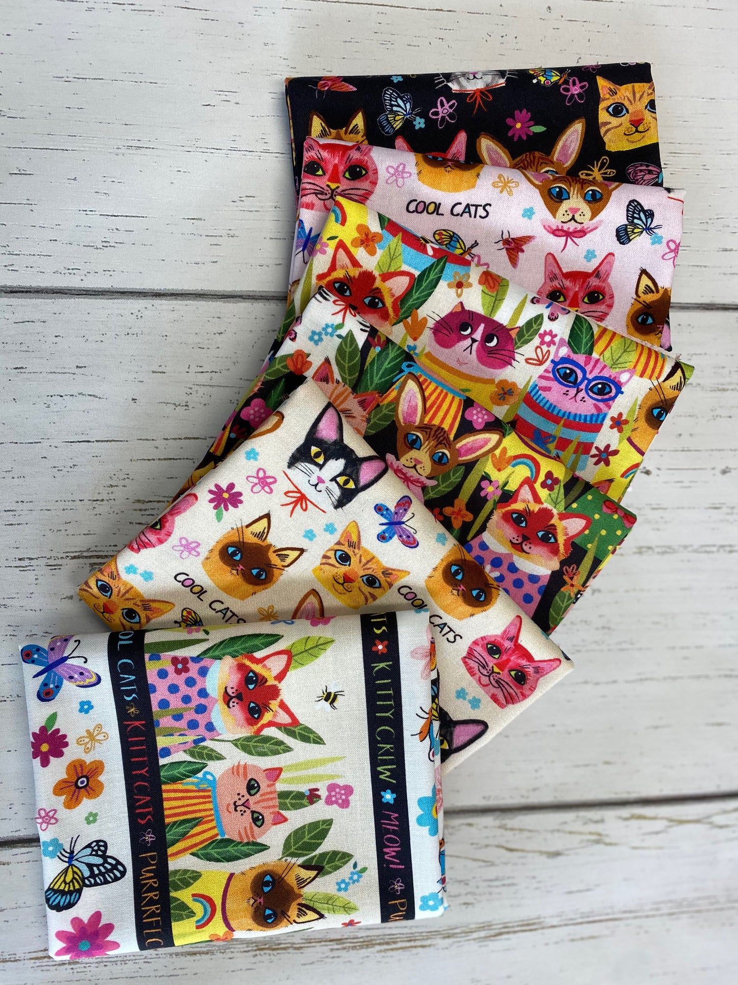 Puddy Cats by Emma Jayne Crazy Cats Pink DDC10614-PINK Cotton Woven Fabric