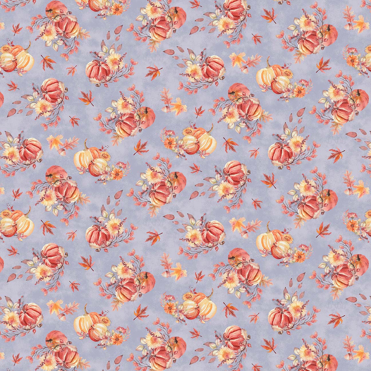 Night Owls by Kathleen Francour Pumpkin LIlac 6986-55 Cotton Woven Fabric