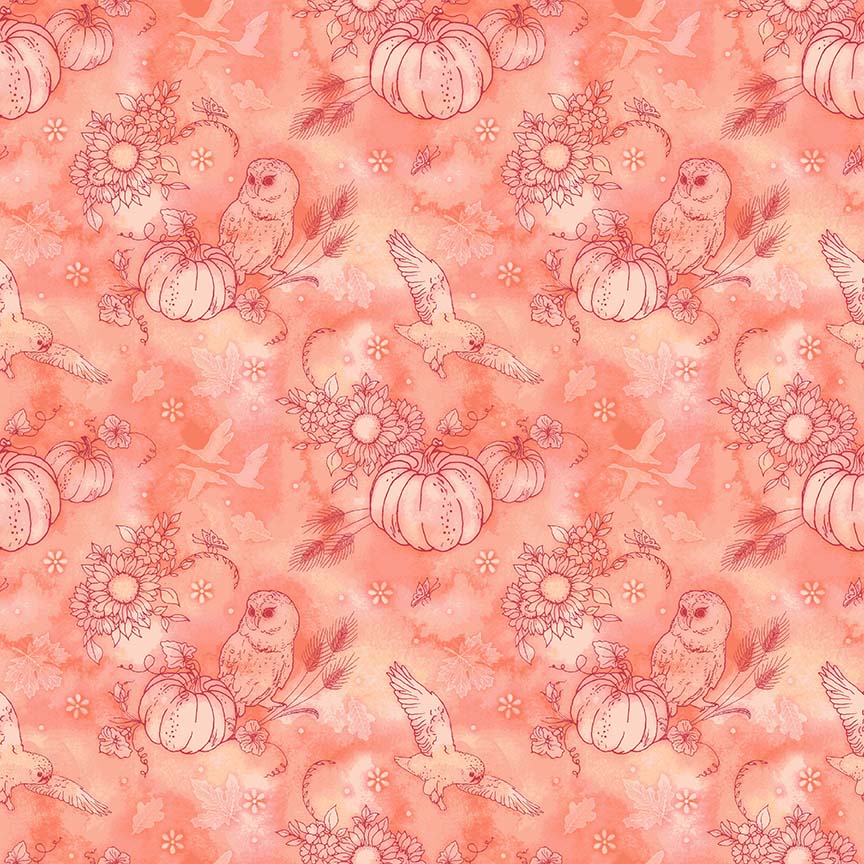 Night Owls by Kathleen Francour Pumpkin Outline Orange 6987-33 Cotton Woven Fabric