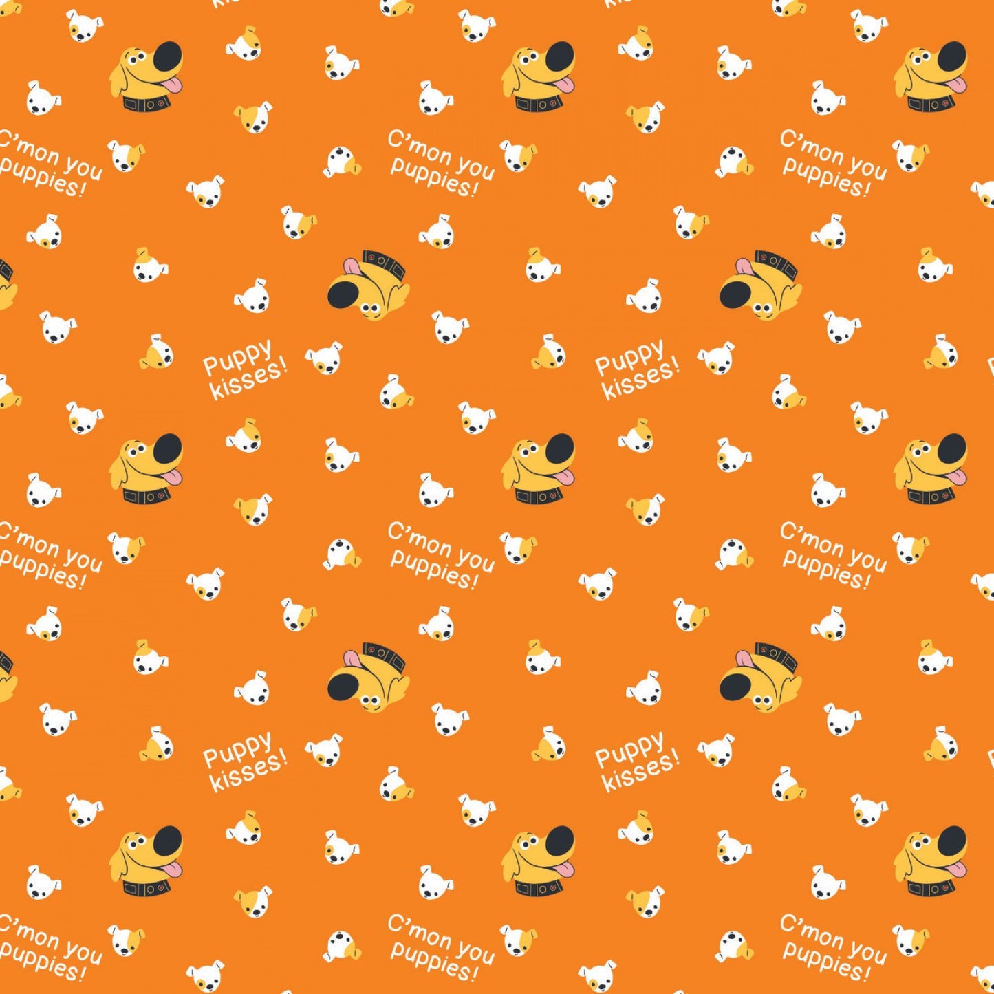 Licensed Pixar Dug Days Puppy Kisses Orange 85490108-1 Cotton Woven Fabric