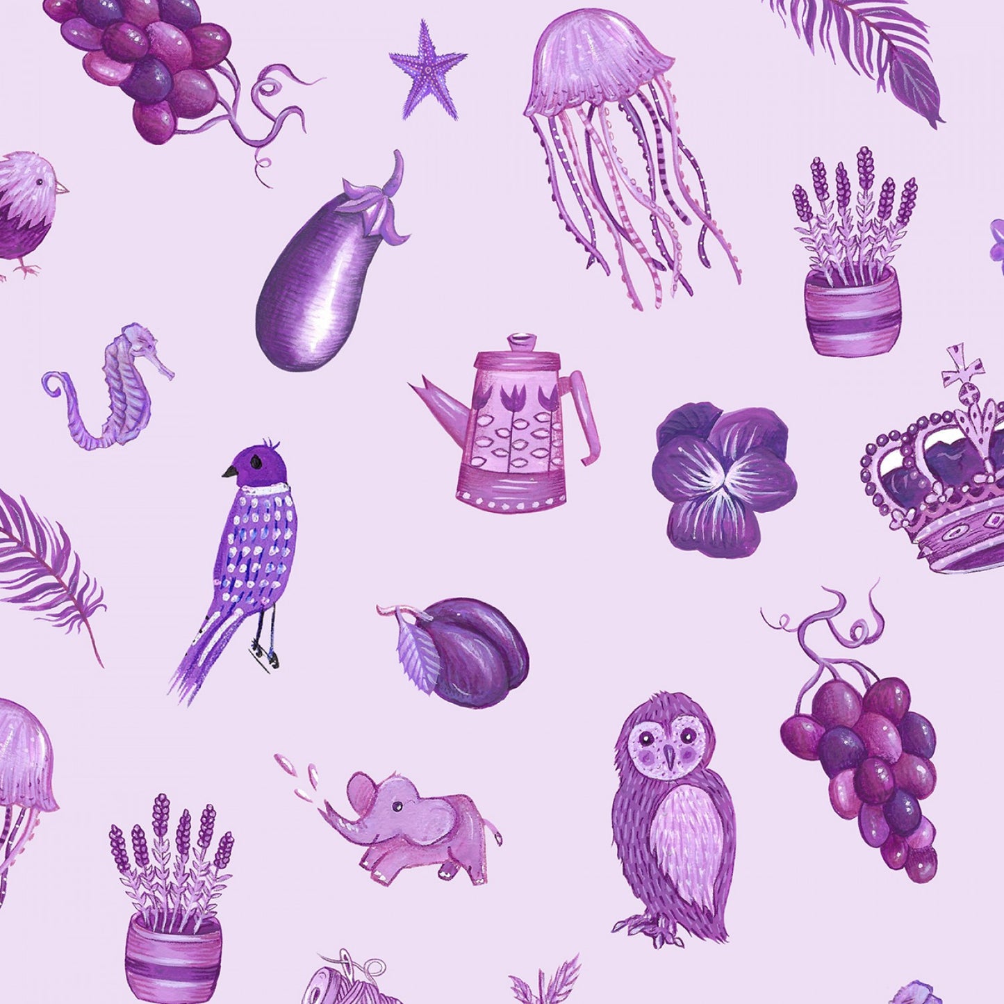 Jennie Maizels Colour Collection Purples JM1-4 Cotton Woven Fabric