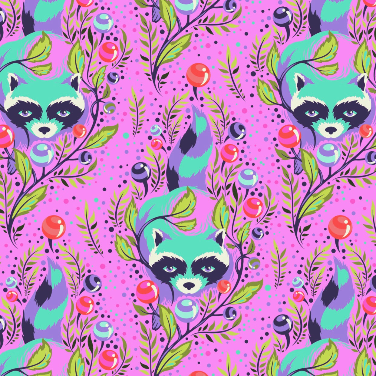Tula Pink All Stars Raccoon Fuchsia PWTP037.FUCHSIA Cotton Woven Fabric