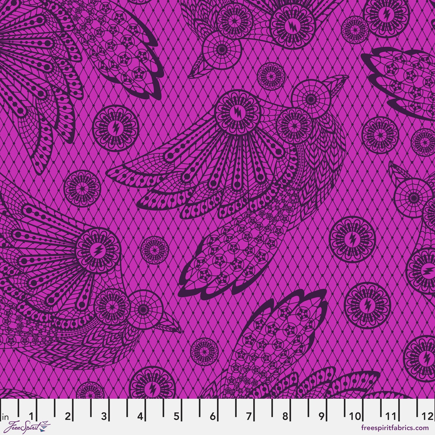 Nightshade DeJa Vu by Tula Pink Raven Lace Oleander PWTP207.OLEANDER Cotton Woven Fabric