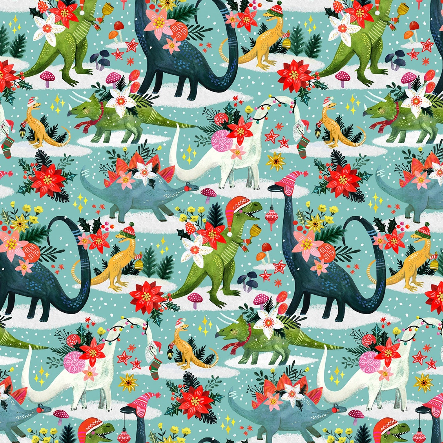 Fantastical Holidays by Miriam Bos Rawring Holidays ST-DMB1849MUL Cotton Woven Fabric