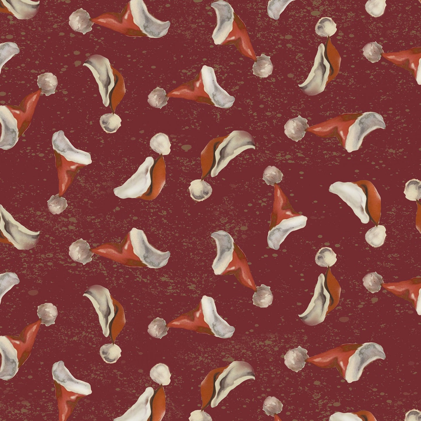 Better Not Pout Digital by Dan DiPaolo Santa Hats Dark Red    Y3786-83 Cotton Woven Fabric