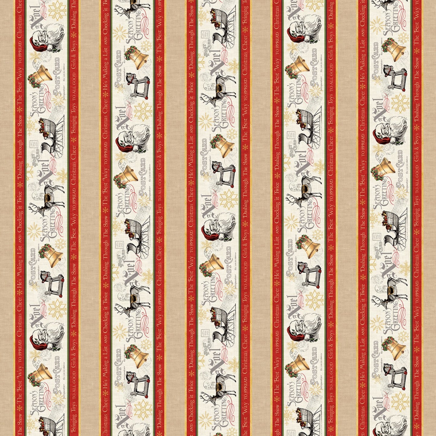North Pole Express by Pela Studio Season Noel Greetings Stripe Multi NPEX4761-MU Cotton Woven Fabric