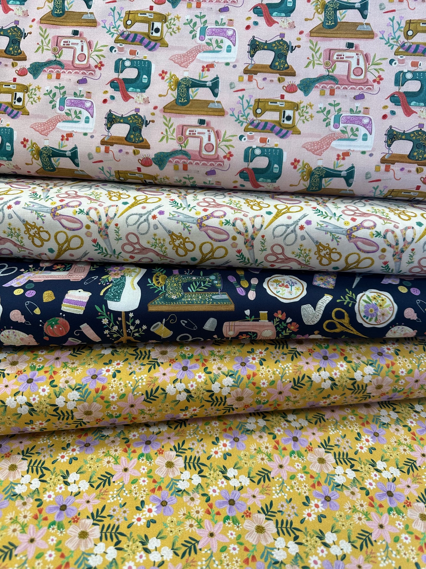 Sew Beautiful by Olivia Gibbs Floral Sewing Scissors Cream CD2085-CREAM Cotton Woven Fabric