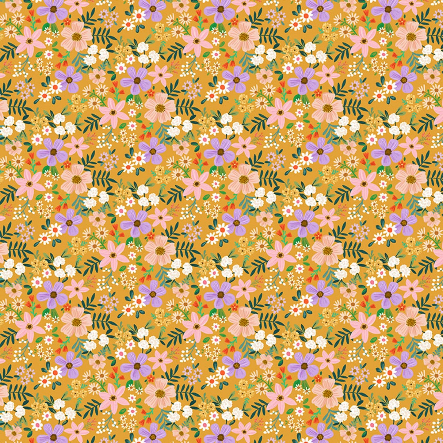 Sew Beautiful by Olivia Gibbs Sew Florals Gold CD2086-GOLD Cotton Woven Fabric