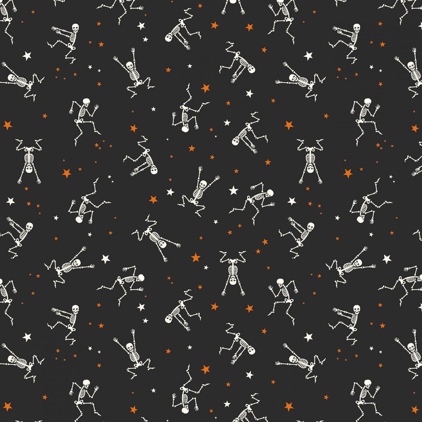 Bad to the Bone by My Minds Eye Skeletons Black Glows in the Dark GC11921R-BLACK Cotton Woven Fabric