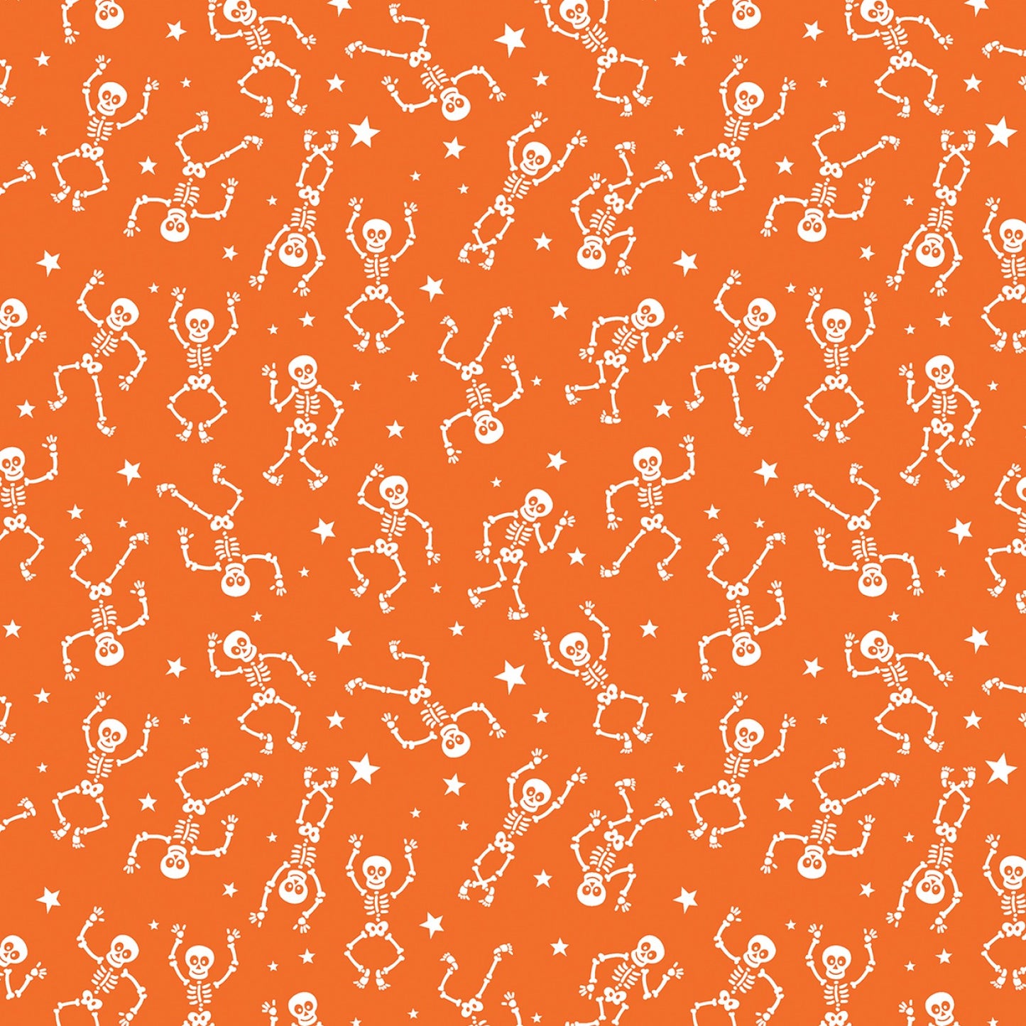 GlowOWeen Glow in the Dark Skeletons Orange 12963GB-37 Cotton Woven Fabric