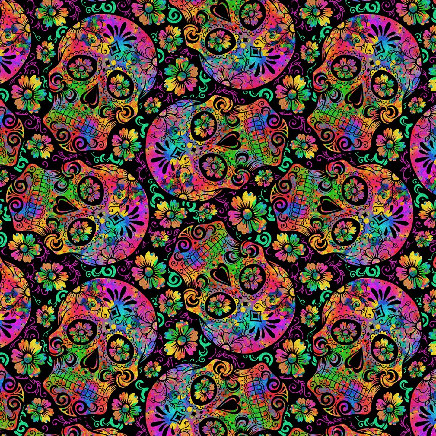 Skull Central Skull Tie Dye Black DX30061C1 Cotton Woven Fabric