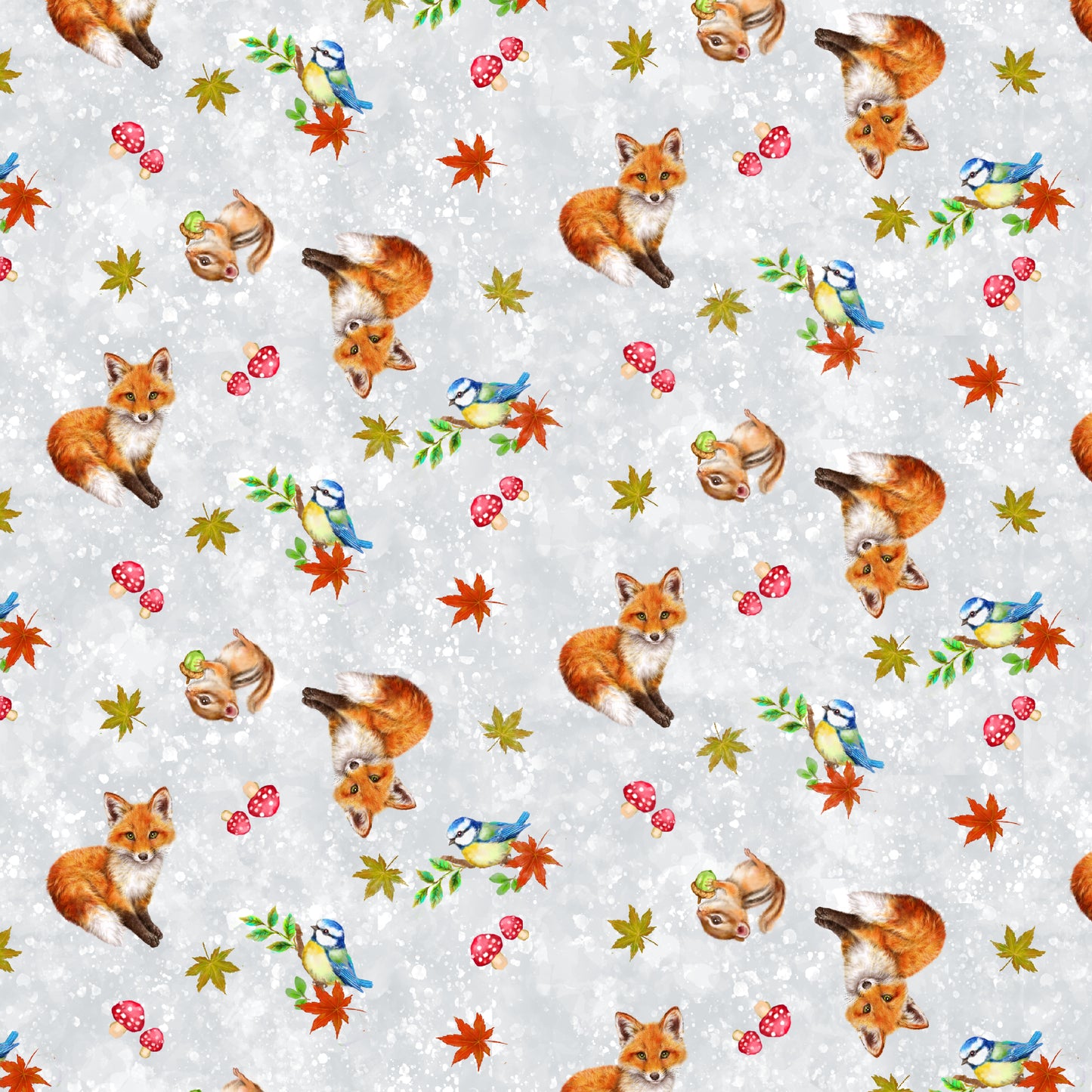 Auburn Fox by Kayomi Harai Small Critter White 6226-1 Cotton Woven Fabric