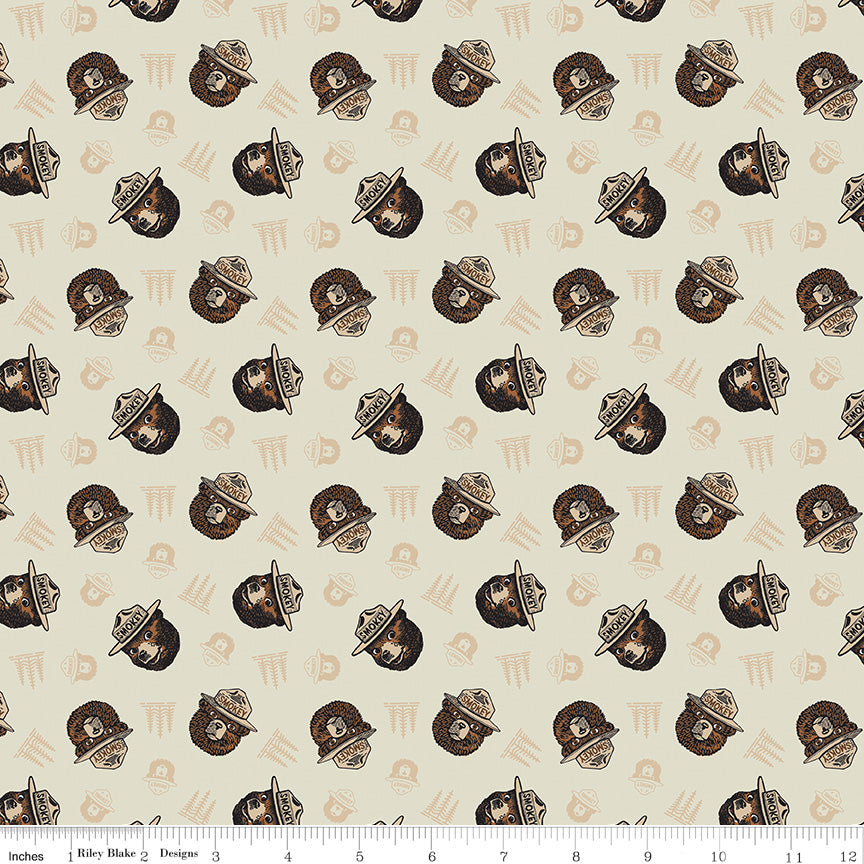 Only You Licensed Smokey Bear Smokey Cream Toss C14641-CREAM Cotton Woven Fabric