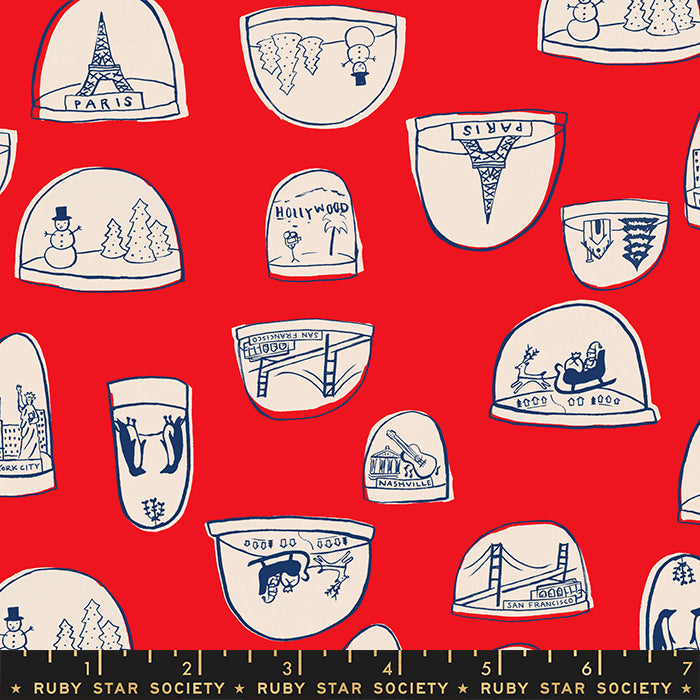 Jolly Darlings by Ruby Star Society Snowglobes Dark Ruby    RS5081-12 Cotton Woven Fabric