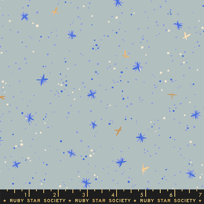 Jolly Darlings by Ruby Star Society Space Thistles Metallic Arctic    RS5082-12M Cotton Woven Fabric