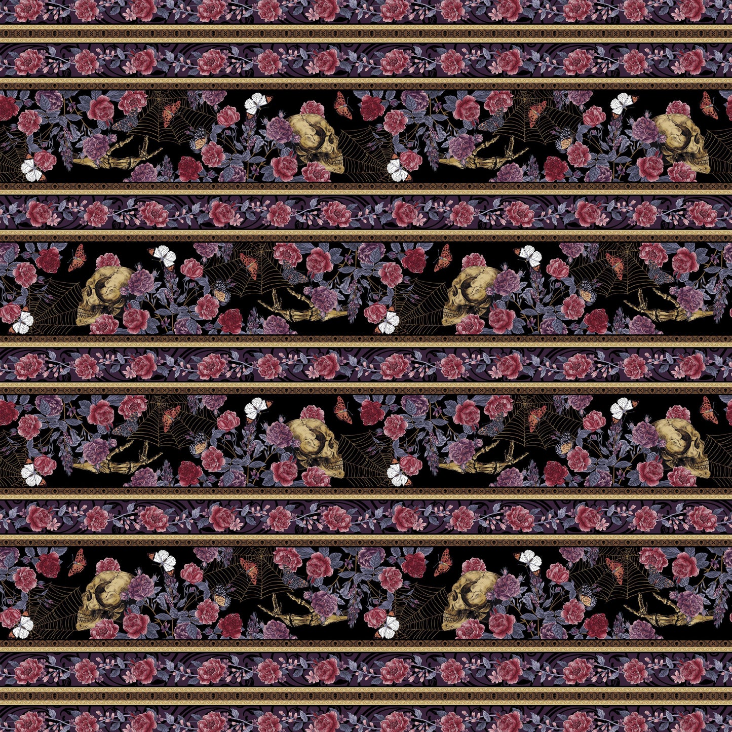 Bones Collection by Melissa Wang Stripe Black 7120-99 Cotton Woven Fabric