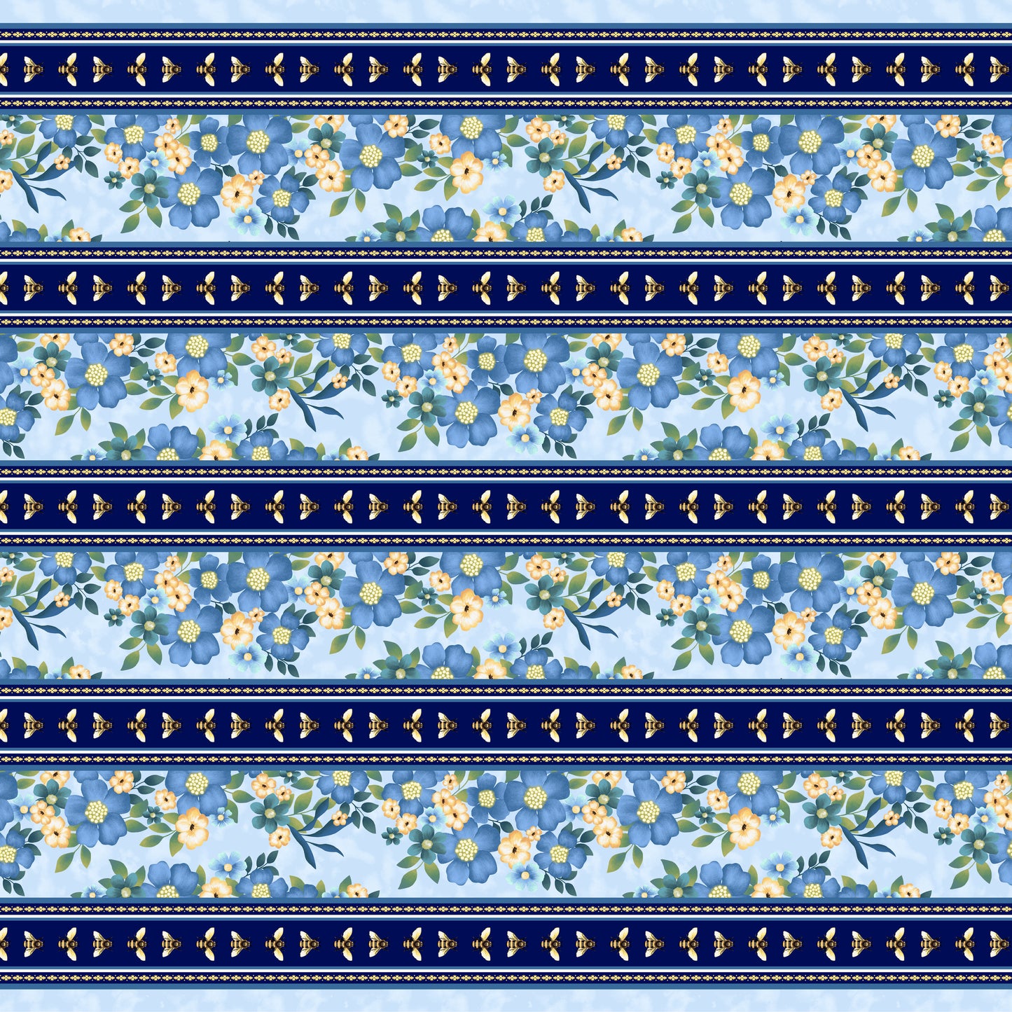 Bee All You Can Bee by Art Loft Stripe Dark Blue    6950-77 Cotton Woven Fabric