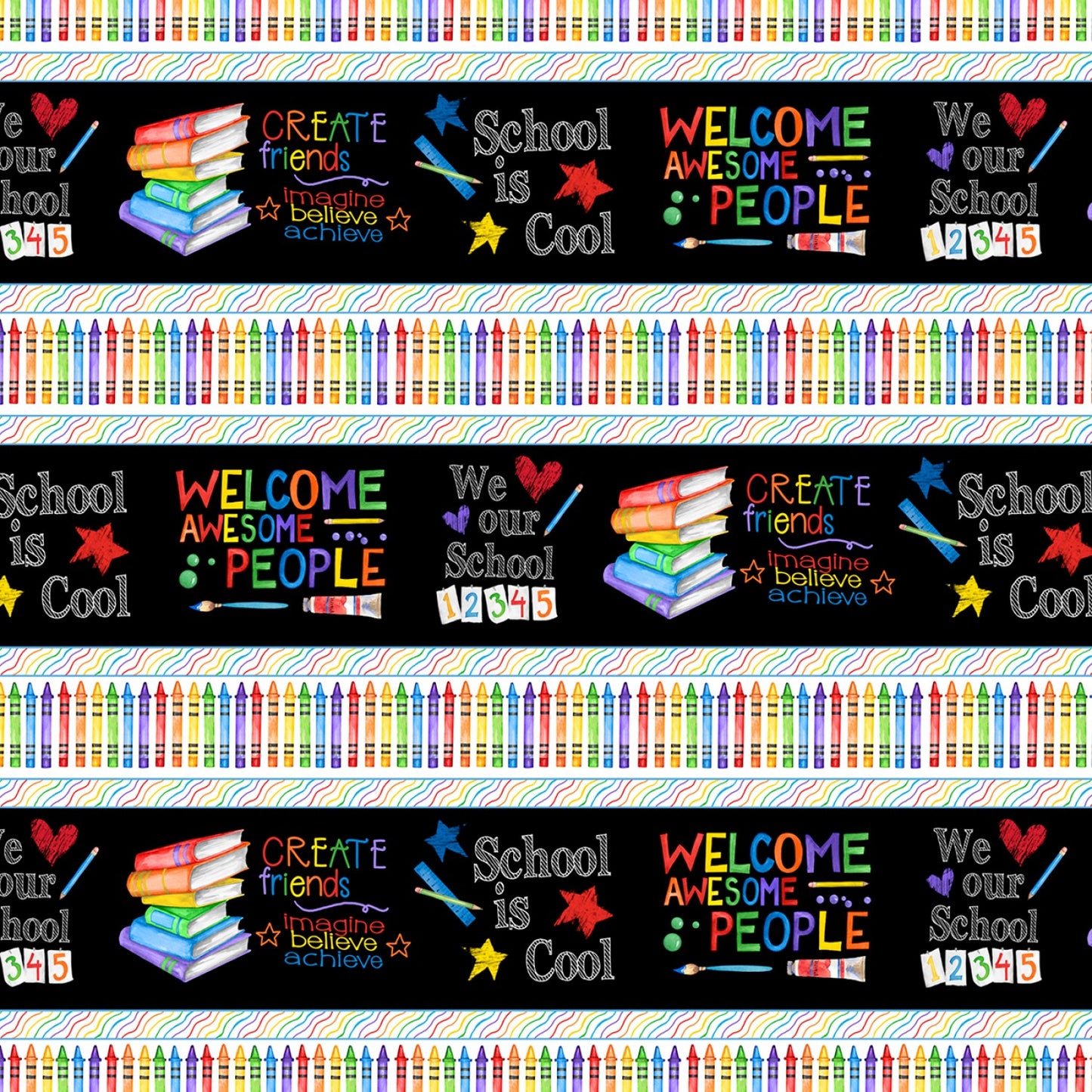 School is Cool by Nancy Mink Stripe Repeating Multi 33872-913 Cotton Woven Fabric