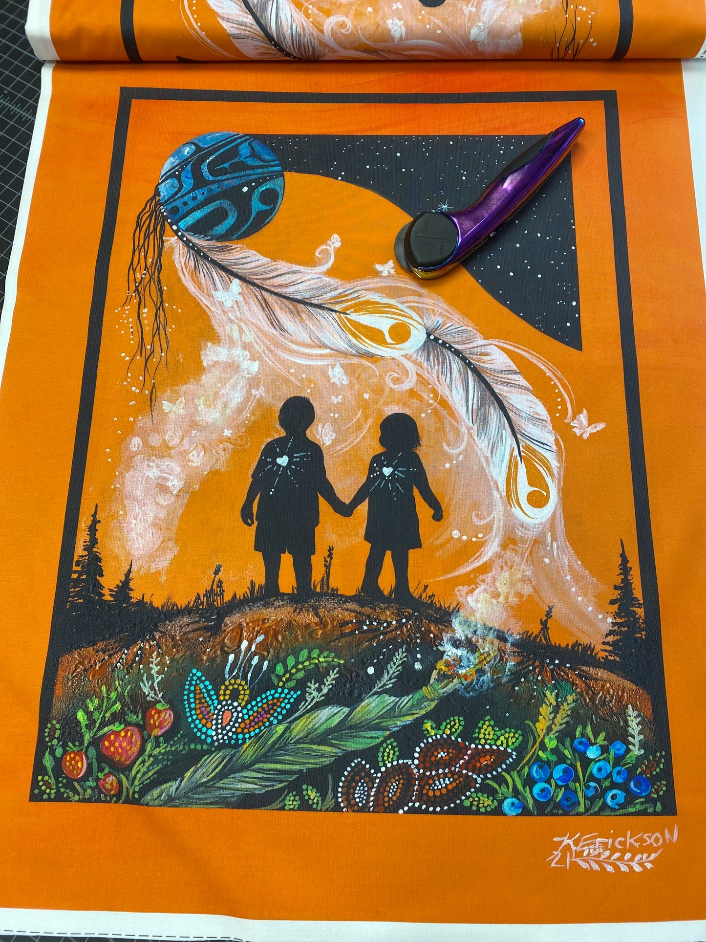The Journey Home By Karen Erickson 26.5" Panel Every Child Matters. Two images per panel. Each is 21" x 26.5" DP4800-54 Cotton Woven Panel