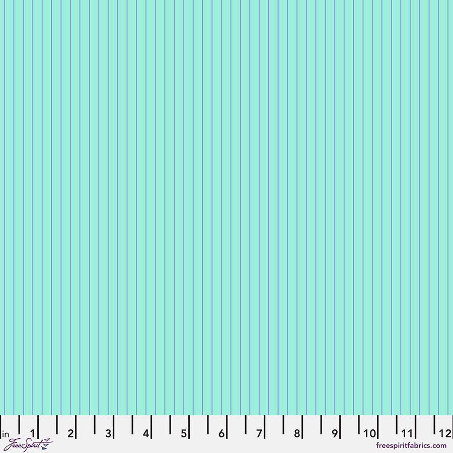 Tula Pink True Colors Tiny Stripes Misty PWTP186.MISTY Cotton Woven Fabric