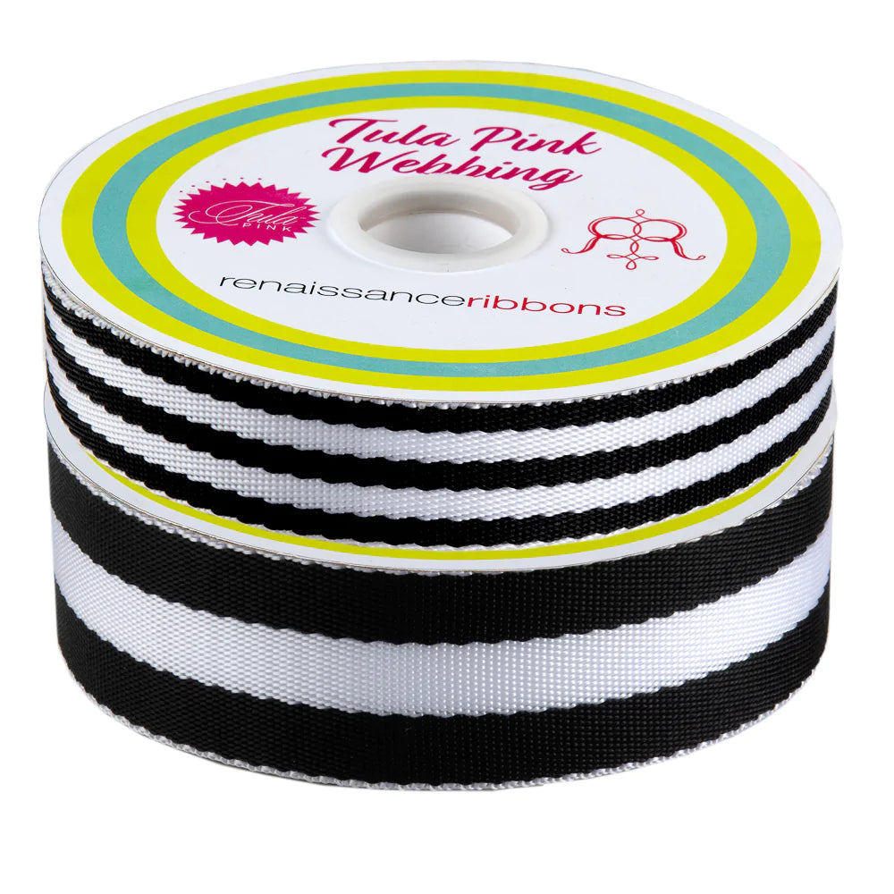 Tula Pink Nylon Webbing Black/White 1" TKS-91/1" Col 07 Priced per yard