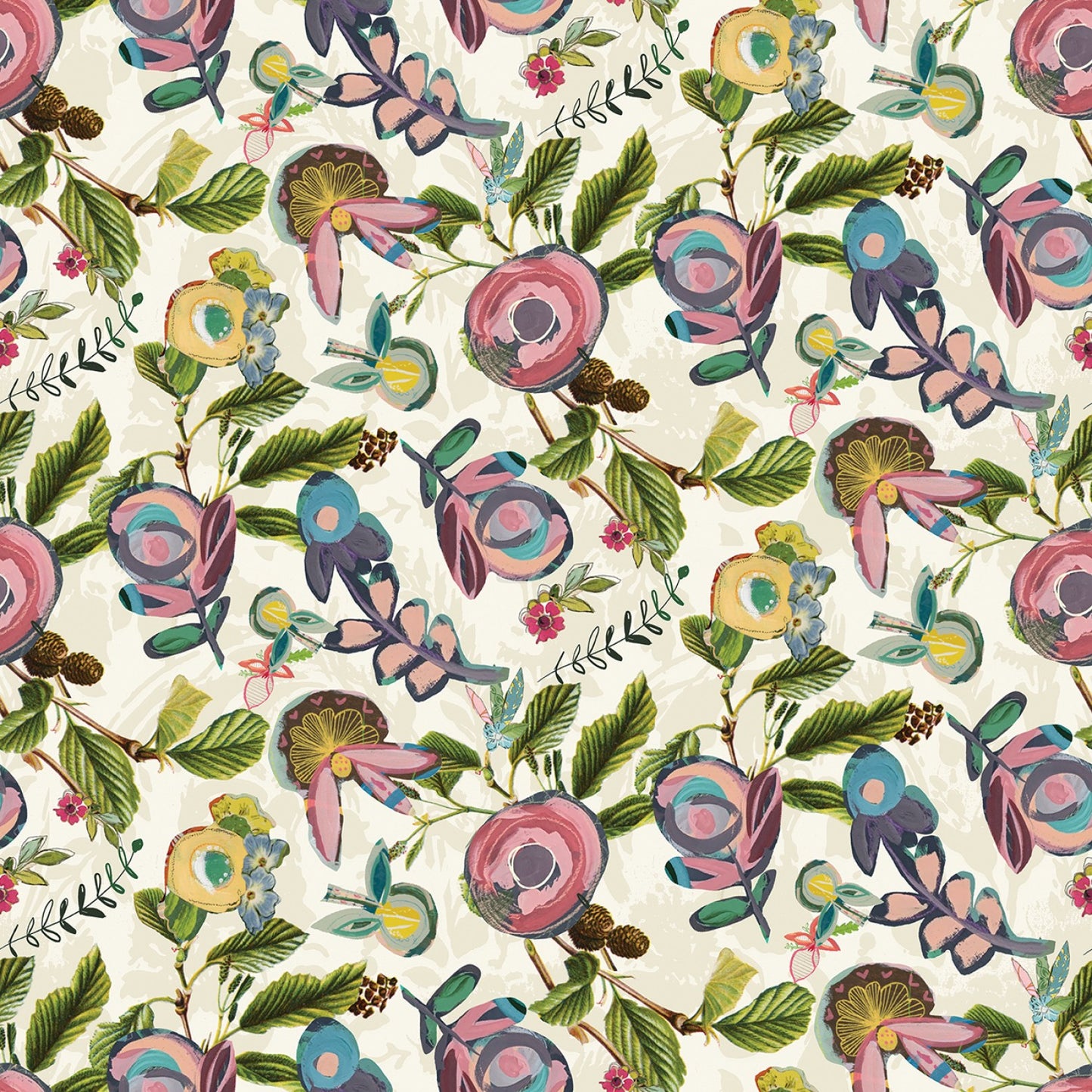 Inspired Heart by Kelly Rae Roberts Treasured Floral Natural    13335B-71 Cotton Woven Fabric