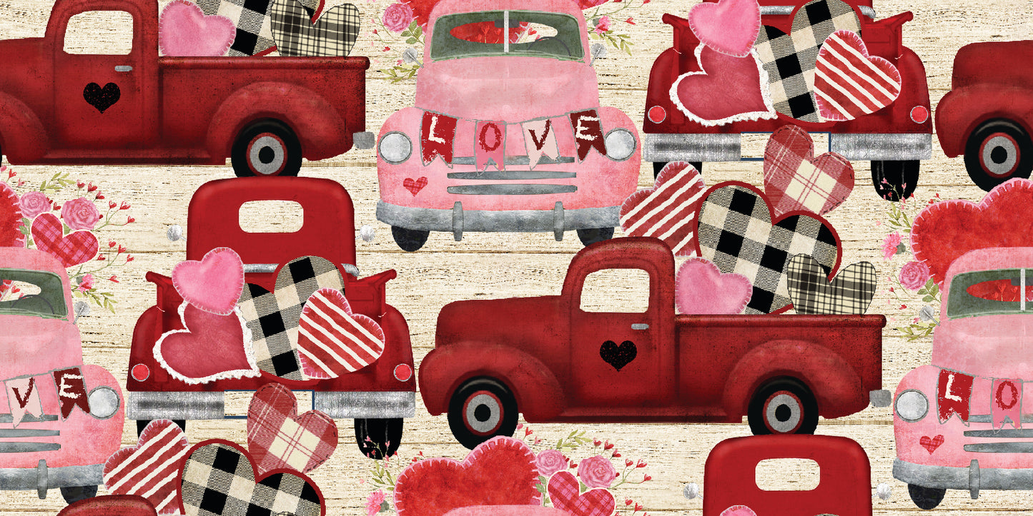 Hugs, Kisses & Special Wishes by Beth Albert Trucks of Love Beige 19560-BGE-CTN-D Cotton Woven Fabric