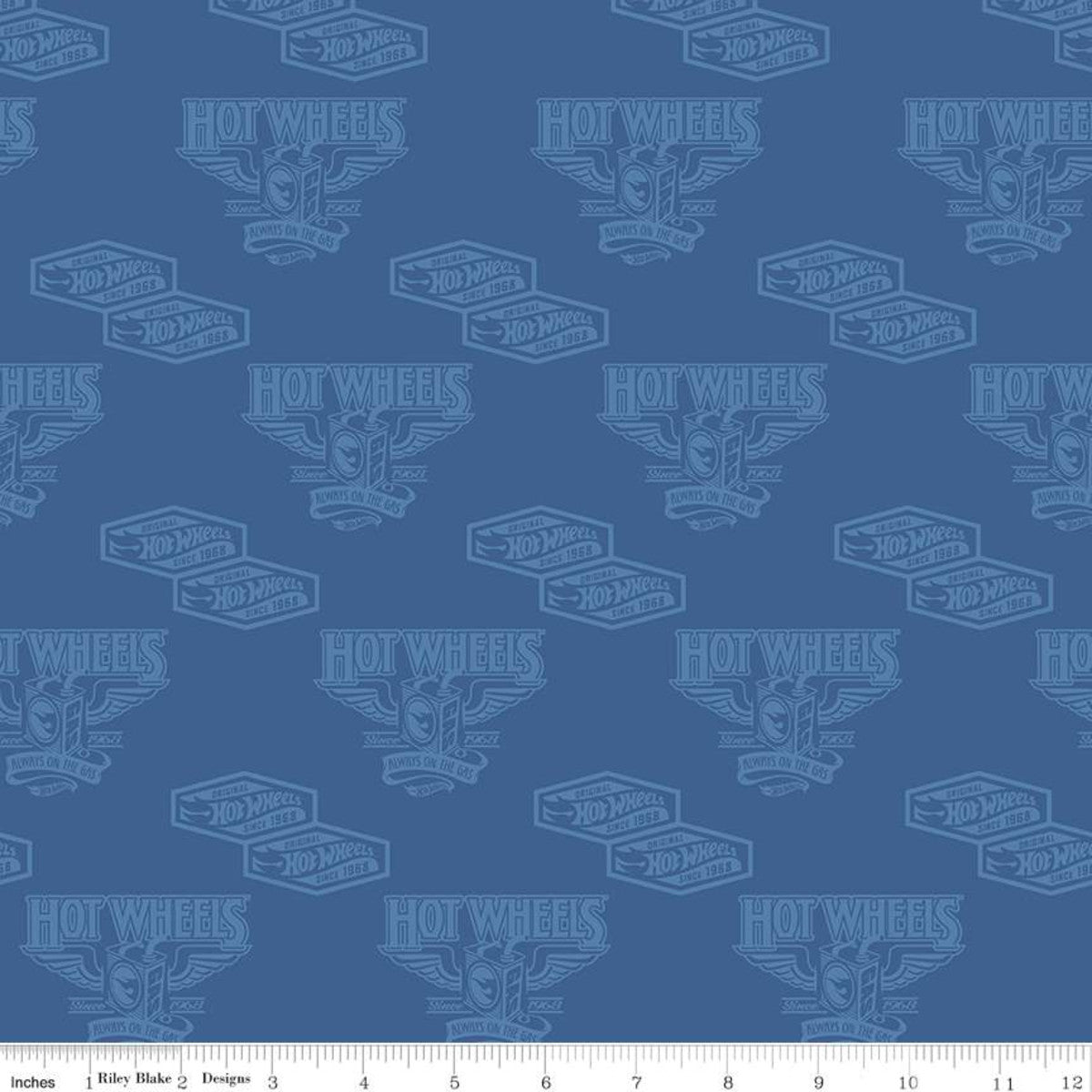 Licensed Hot Wheels Classic Vintage Decals Blue C11482-BLUE Cotton Woven Fabric